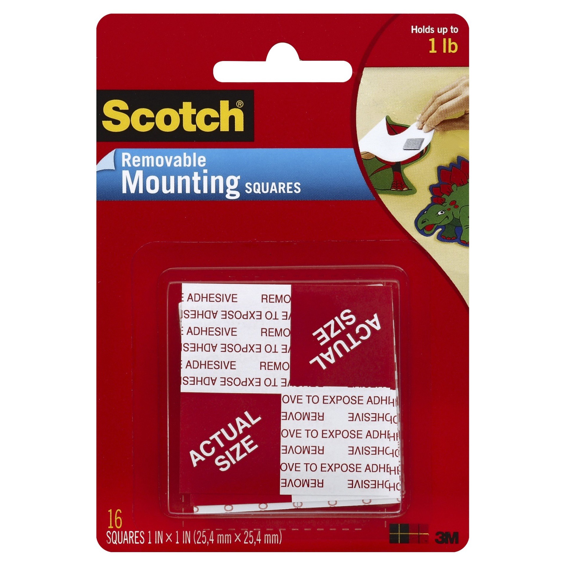 slide 1 of 9, Scotch Removable Mounting Squares, 1 in x 1 in, 16 ct