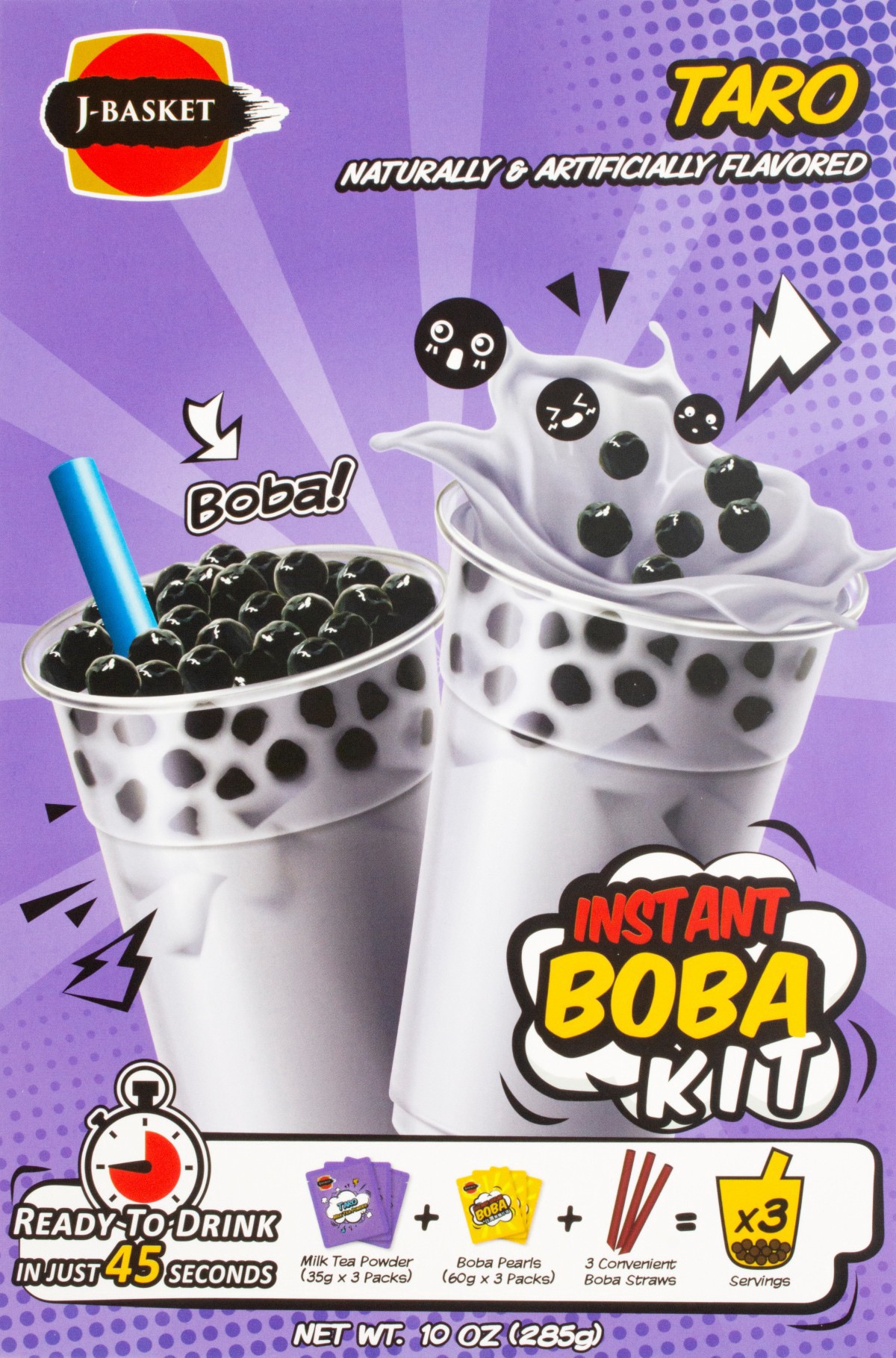 slide 1 of 9, J-Basket Taro Instant Boba Kit 10 oz, 3 ct; 10 oz