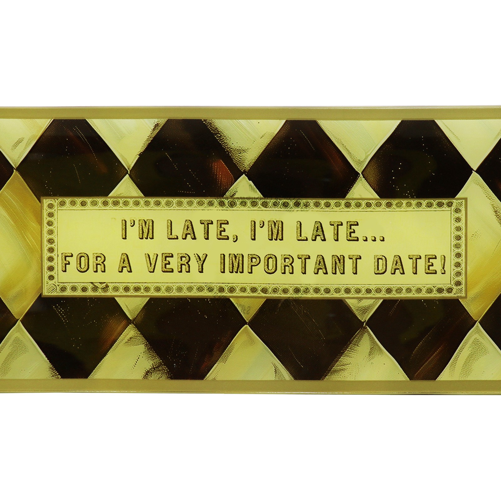 slide 2 of 3, 10.5" Black & Gold Diamond I'm Late Decorative Glass Plate By Ashland, 10.5 in x 4.12 in x 0.25 in