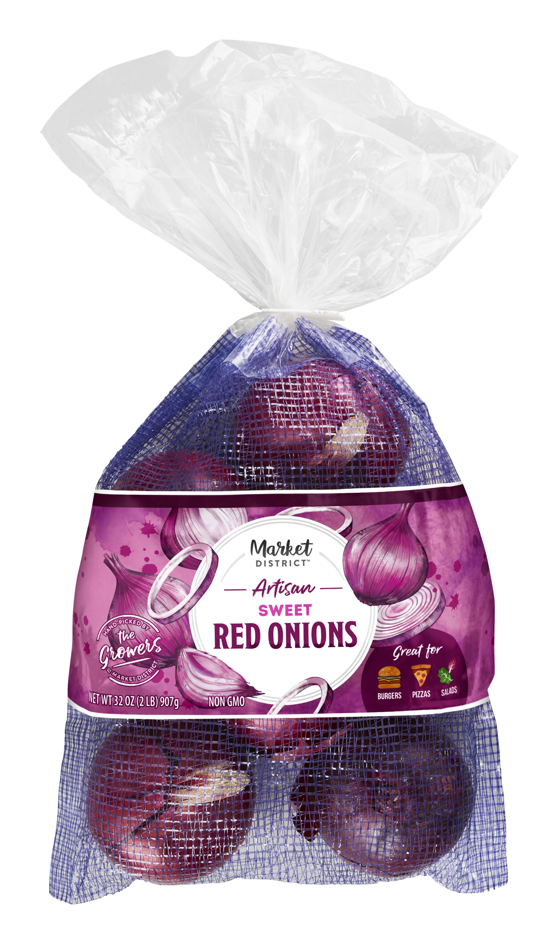 slide 1 of 1, Produce Fresh Onions Red Bag, 2 lb