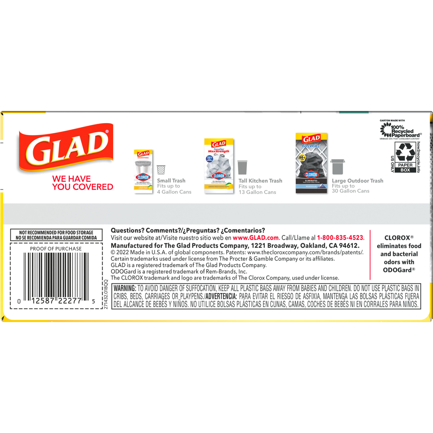 slide 5 of 8, Glad ForceFlexPlus with Clorox Tall Kitchen Eucalyptus Peppermint Trash Bags, 34 ct