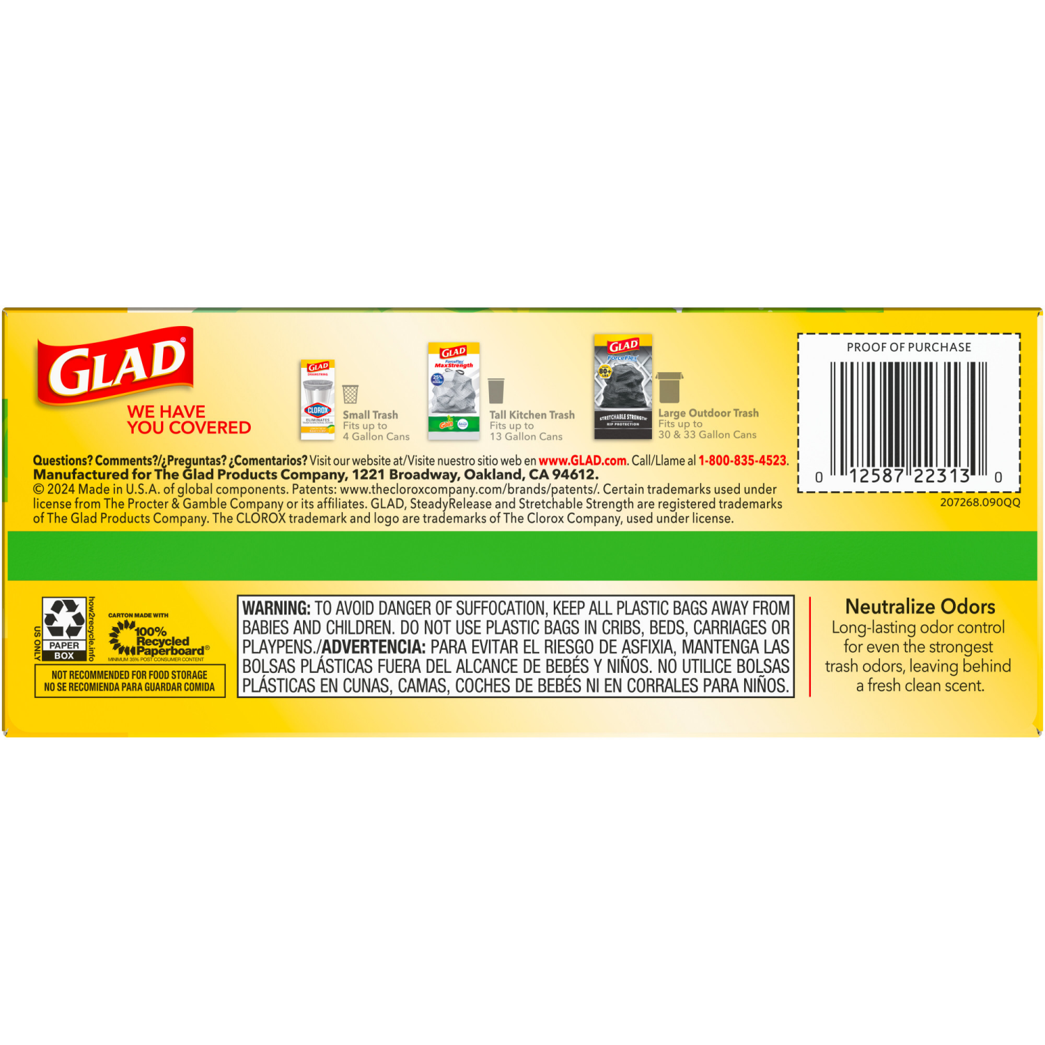 slide 5 of 8, Glad ForceFlex Tall Kitchen Drawstring Trash BagsGain Scent with Febreze, 22 ct