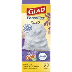 Glad ForceFlex Tall Kitchen Trash BagsGain Lavender Scent with Febreze
