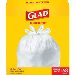 Glad Tall Kitchen Quick-Tie White Trash Bags