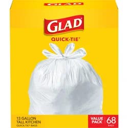 Glad Tall Kitchen Quick-Tie White Trash Bags