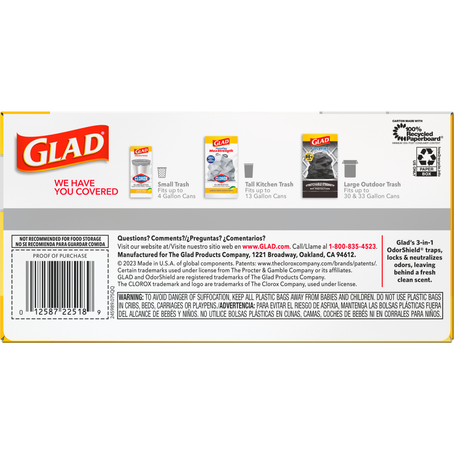 slide 5 of 8, Glad ForceFlex MaxStrength Tall Kitchen Drawstring Trash Bags, 13 Gallon, Odorshield, 34 Count, 34 ct