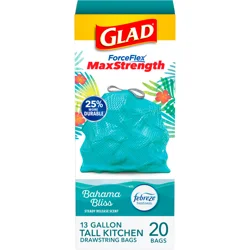 Glad ForceFlex MaxStrength Scented Tall Kitchen Trash Bags, 13 Gallon, 20 Bags