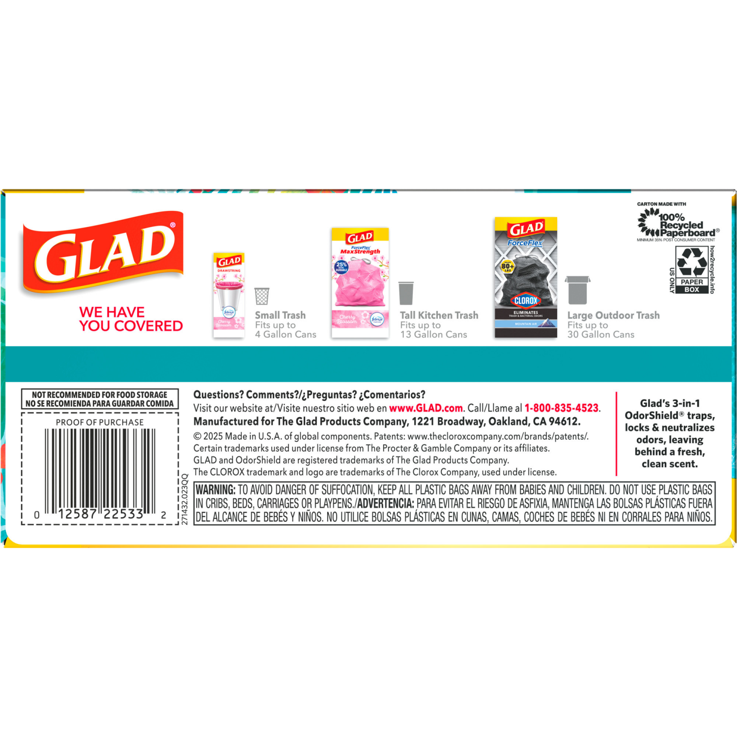 slide 5 of 8, Glad ForceFlex MaxStrength Scented Tall Kitchen Trash Bags, 13 Gallon, 34 Bags, 34 ct