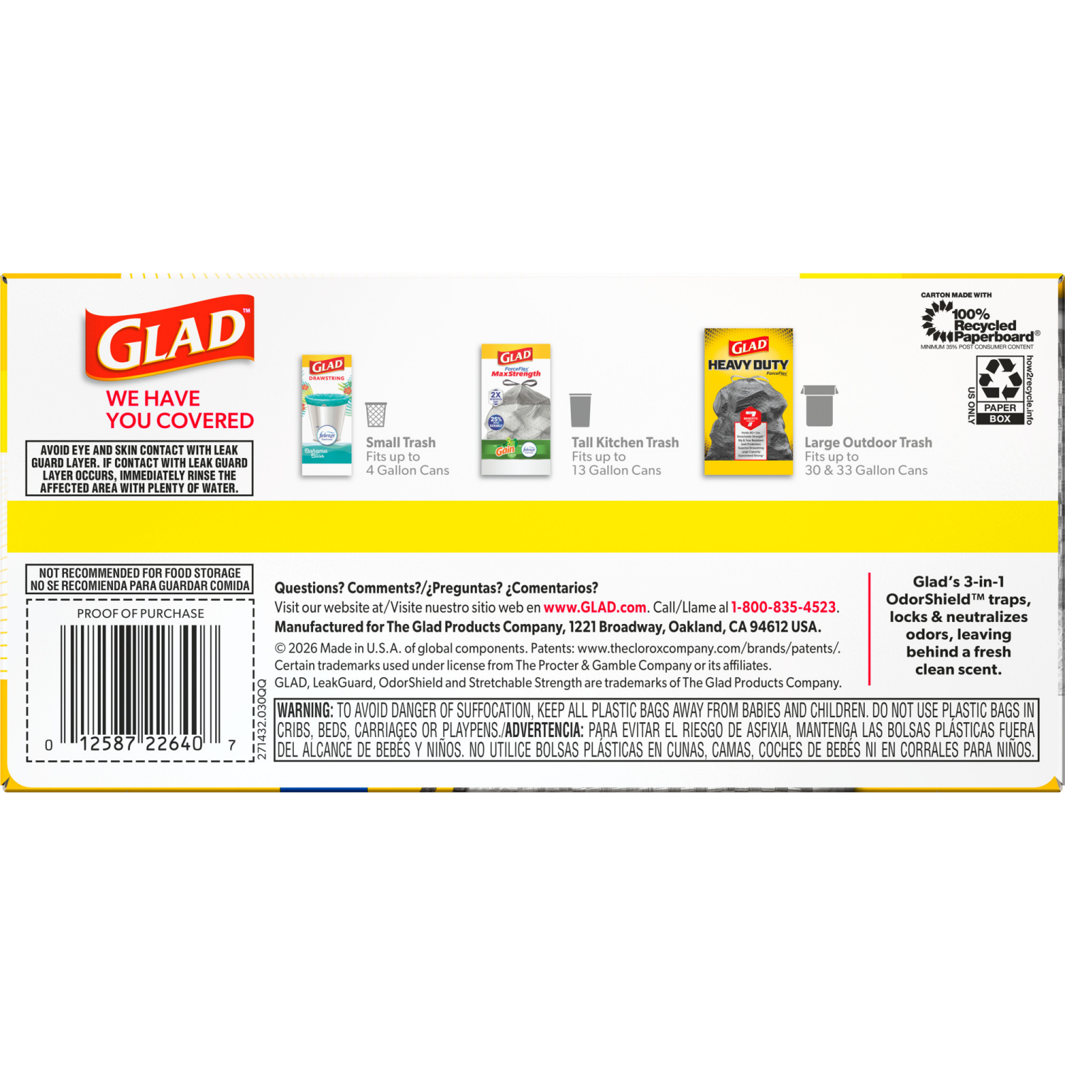 slide 5 of 8, Glad ForceFlex LeakGuard Tall Kitchen Bags 13 Gallon Sunshine Lemon Scent, 34 ct