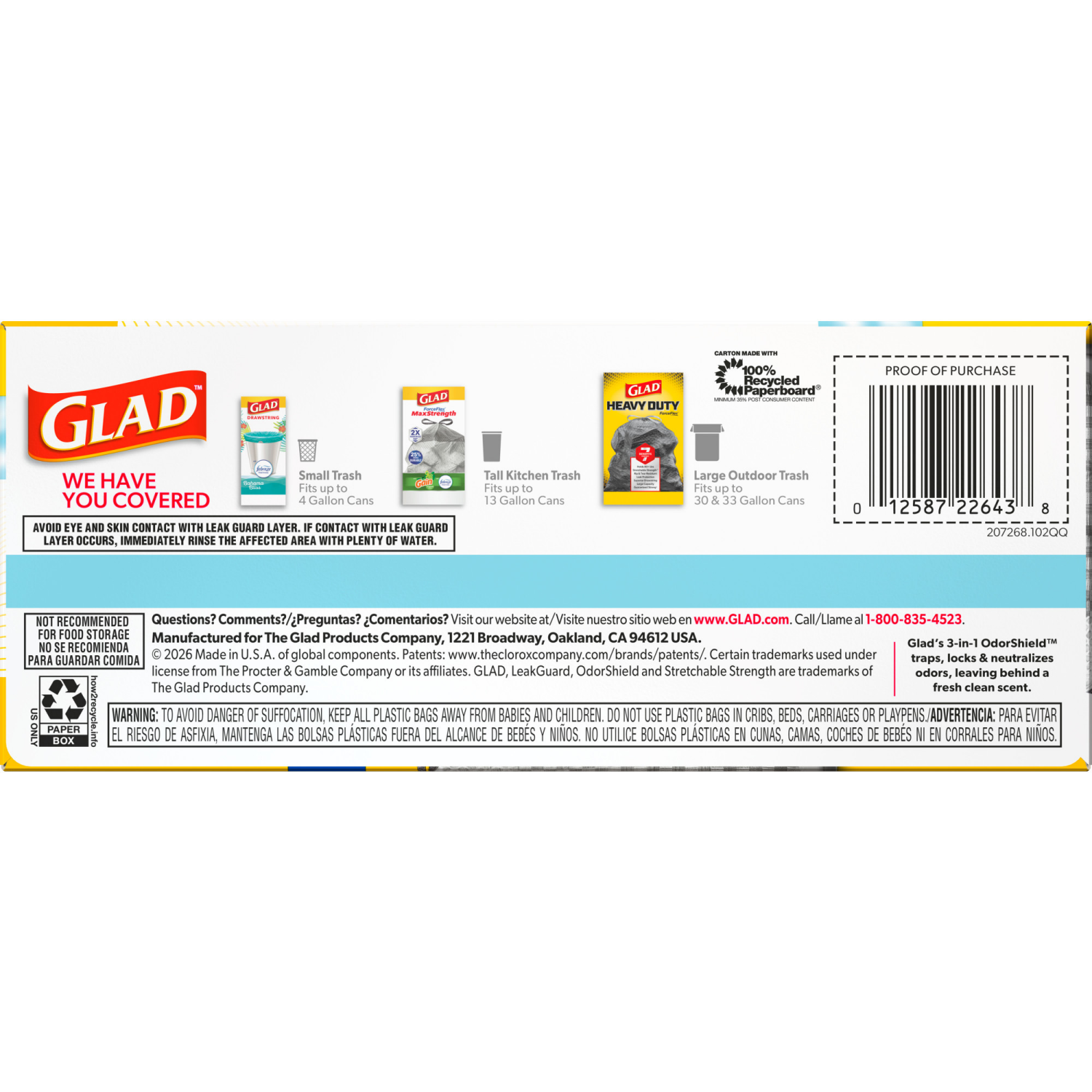 slide 5 of 8, Glad Forceflex Maxstrength Leakguard Tall Kitchen Trash Bags, 13 Gallon, Fresh Air, 20 Count, 13 gal, 20 ct