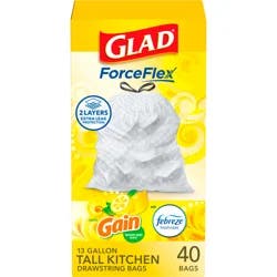 Glad Force Flex Drawstring Citrus Zest Odor Shield 13 Gallon 40ct