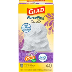 Glad Force Flex Drawstring Gain Lavender Odor Shield 13 gal 40ct
