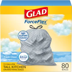 Glad Force Flex Drawstring Fresh Clean Odor Shield 13 Gallon 80ct