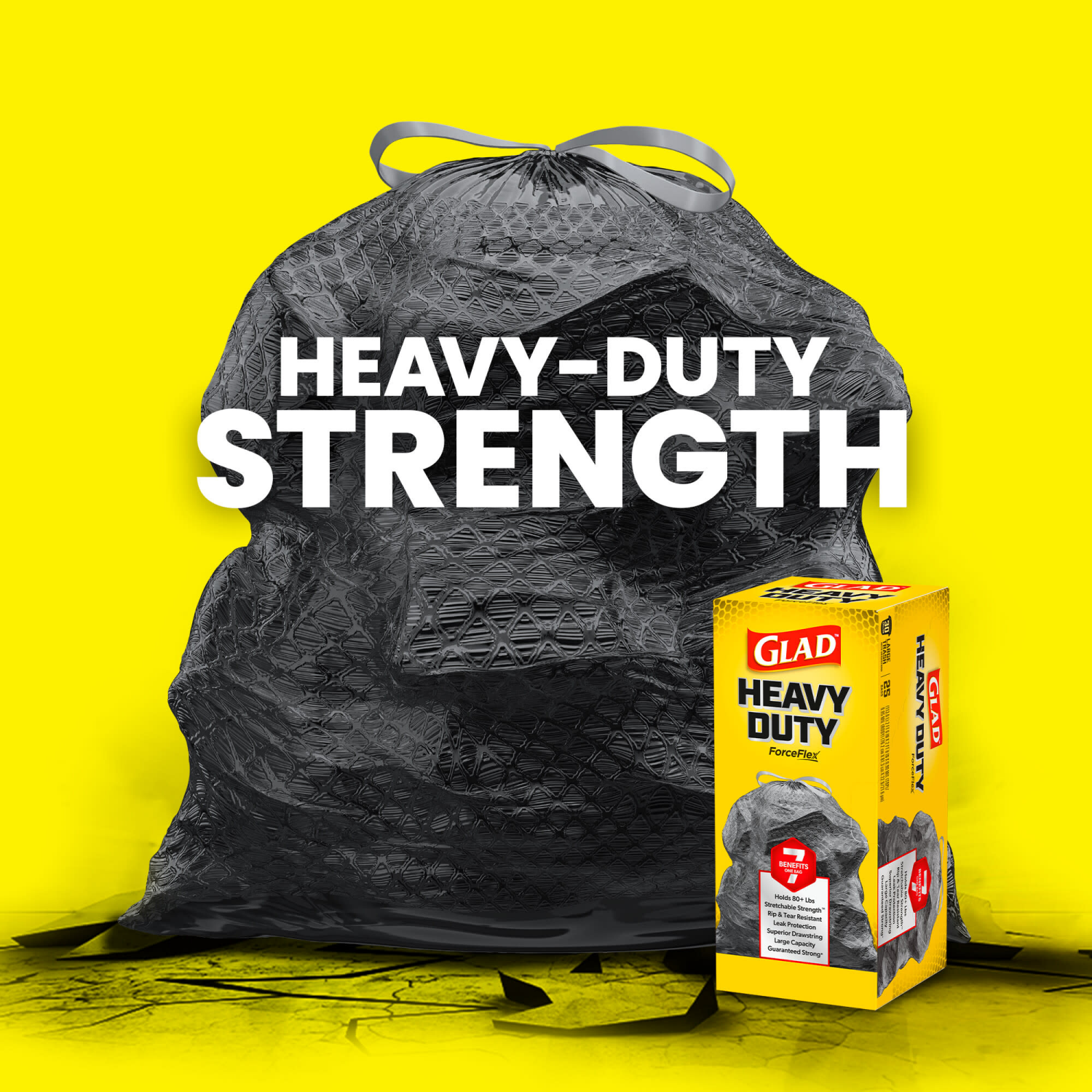 slide 4 of 8, Glad ForceFlexPlus Drawstring Large Trash Bags - 30 Gallon - 50 Count, 50 ct