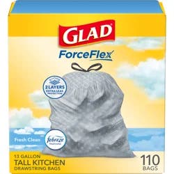Glad Force Flex Drawstring Fresh Clean Odor Shield 13 Gallon 110ct