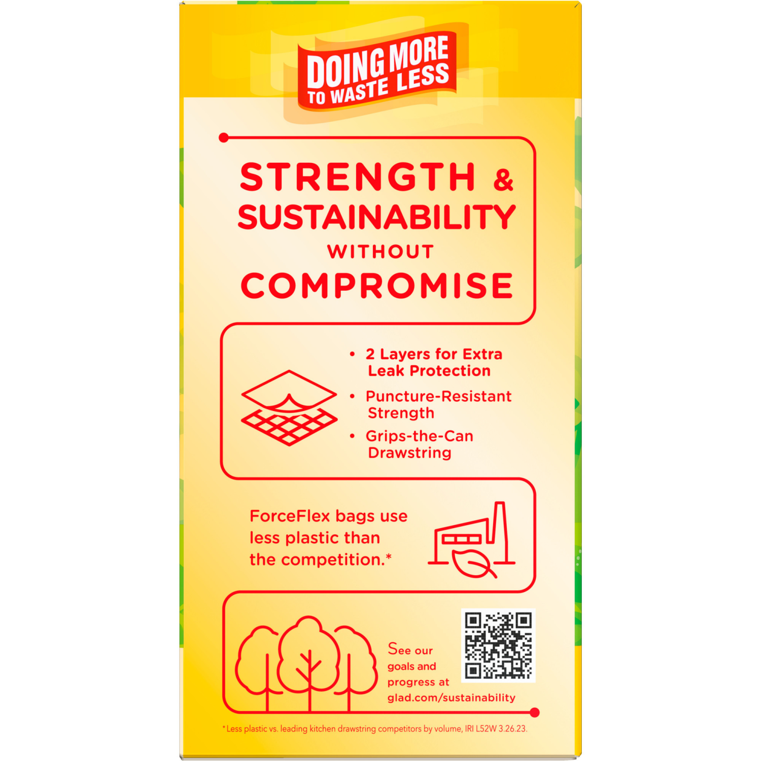 slide 3 of 8, Glad Force Flex Drawstring Gain Original Odor Shield 13 Gallon 80ct FM01, 80 ct