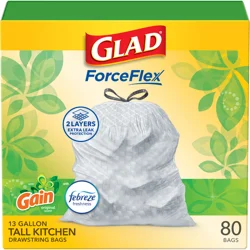 Glad Force Flex Drawstring Gain Original Odor Shield 13 Gallon 80ct FM01