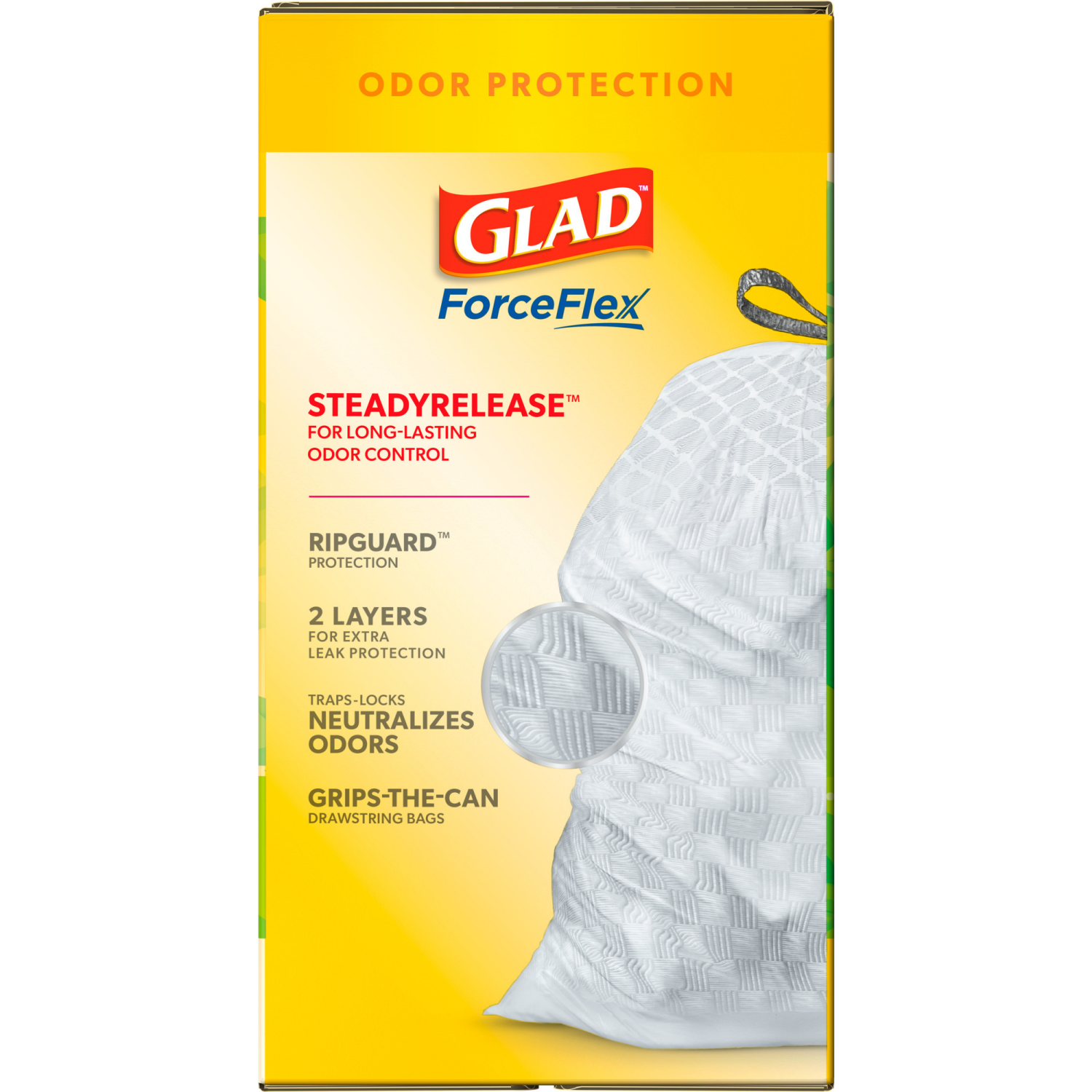 slide 5 of 8, Glad ForceFlex Tall Kitchen Drawstring Trash Bags – 13 Gallon White Trash Bag, Gain Original scent with Febreze Freshness – 110 Count (79098), 110 ct