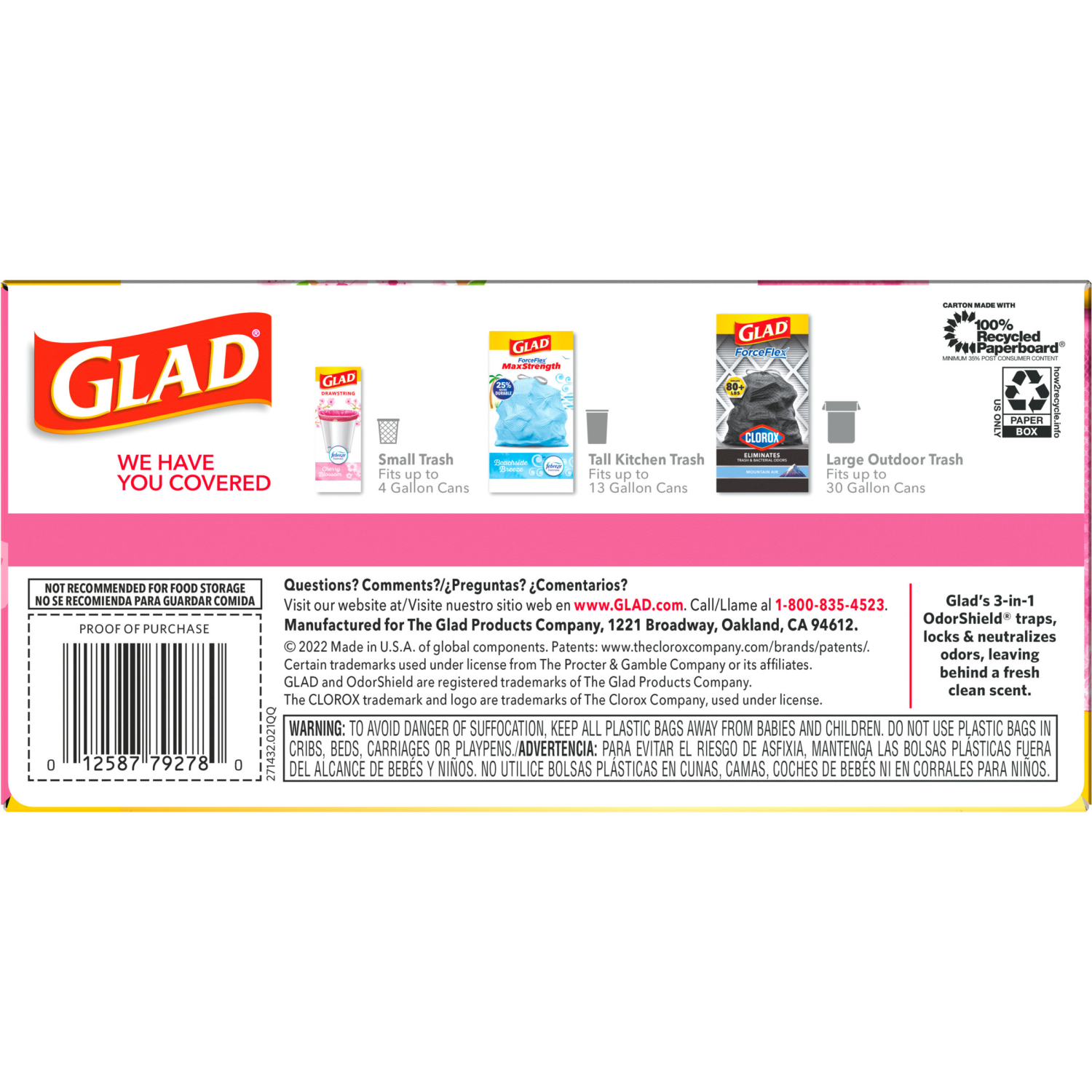 slide 5 of 8, Glad ForceFlexPlus Tall Kitchen Drawstring Febreze Cherry Blossom Trash Bags, 34 ct