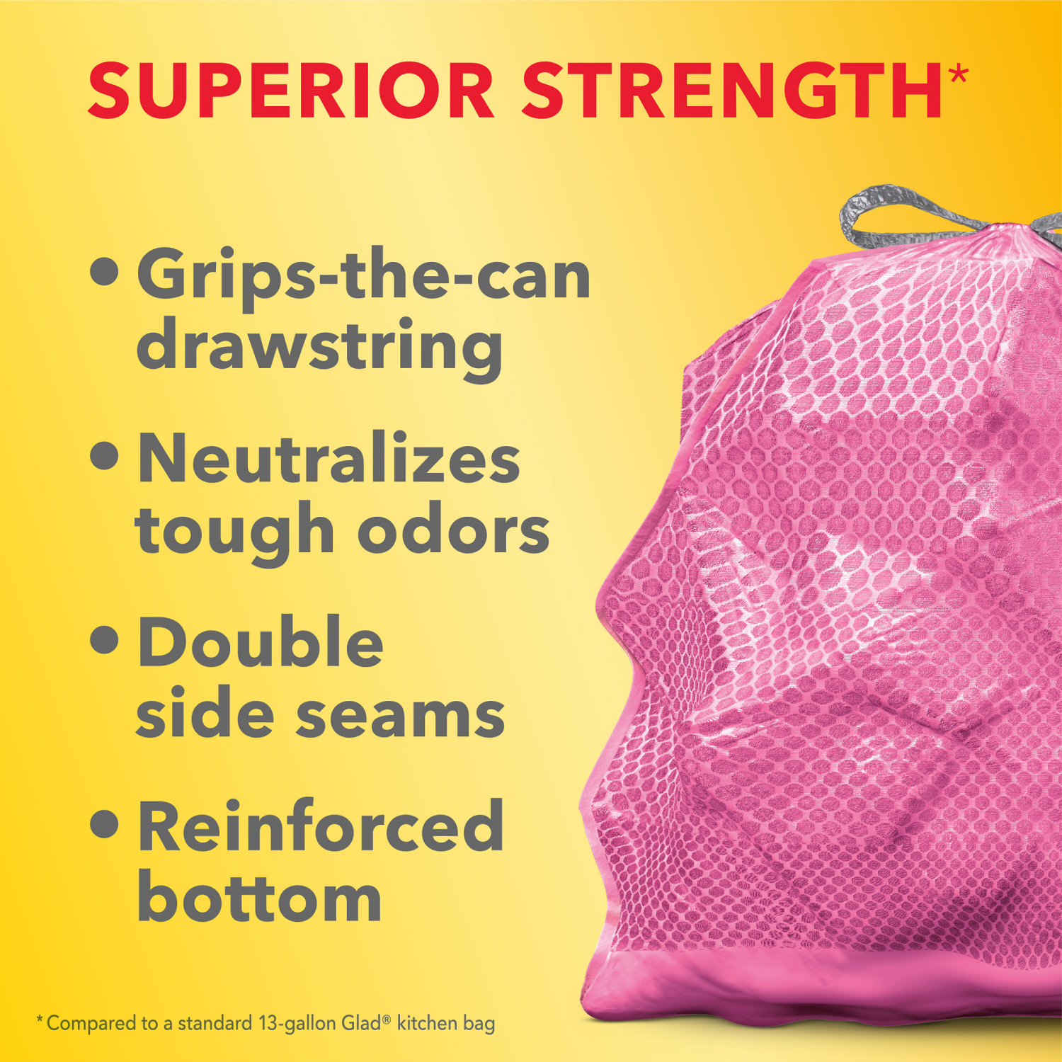 slide 8 of 8, Glad ForceFlexPlus Tall Kitchen Drawstring Febreze Cherry Blossom Trash Bags, 34 ct