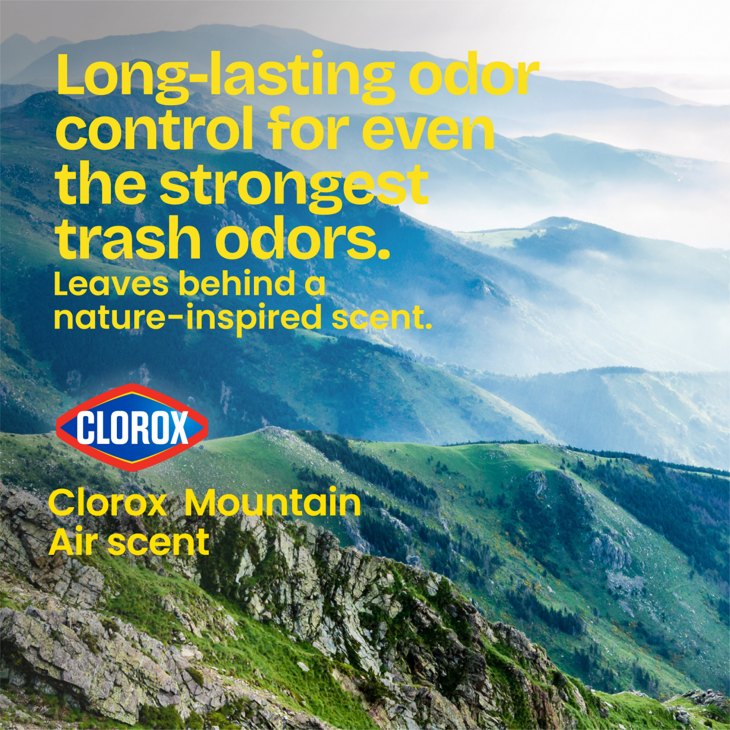 slide 4 of 8, Glad ForceFlex with Clorox Large Drawstring Mountain Air Trash Bags, 25 ct