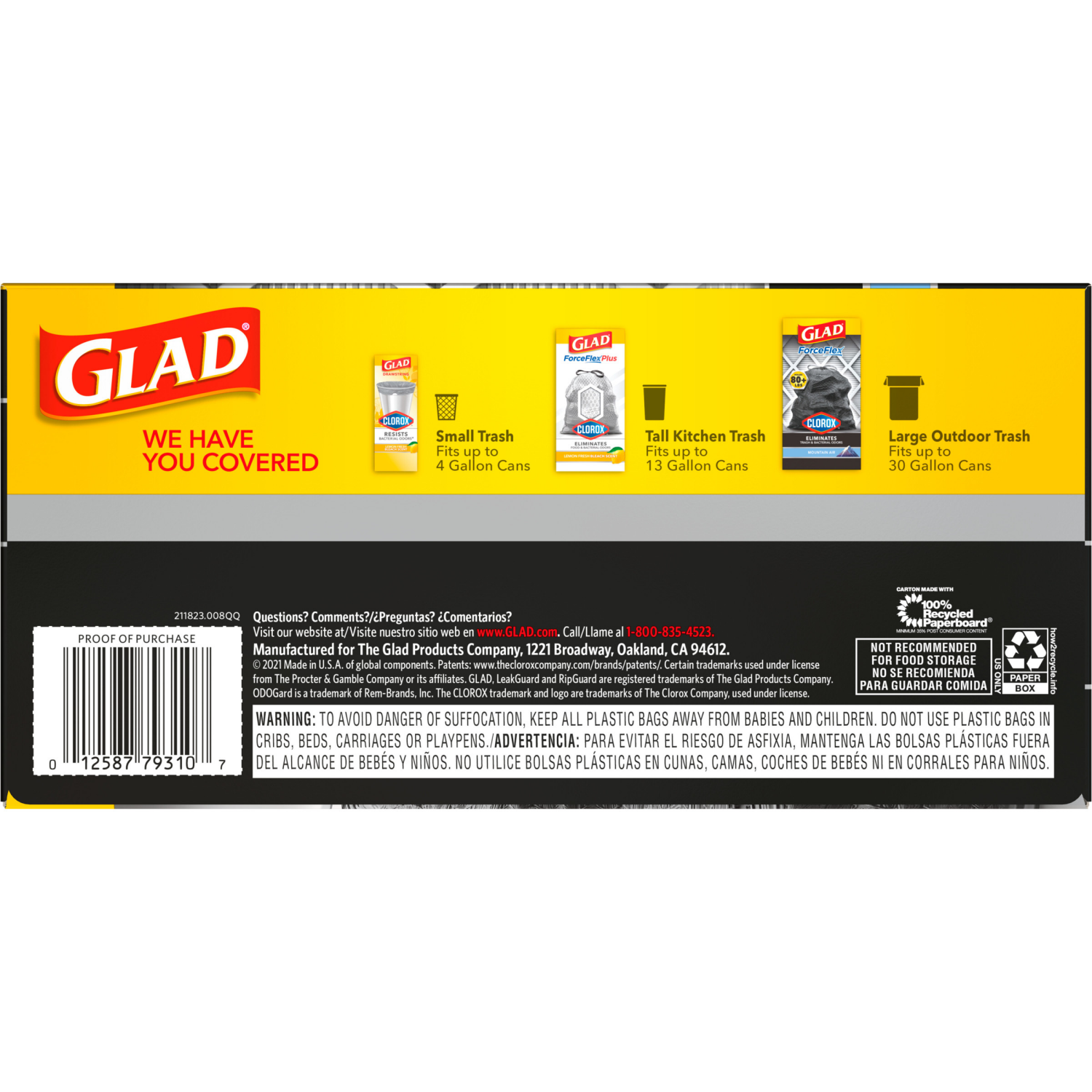 slide 5 of 8, Glad ForceFlex with Clorox Large Drawstring Mountain Air Trash Bags, 25 ct