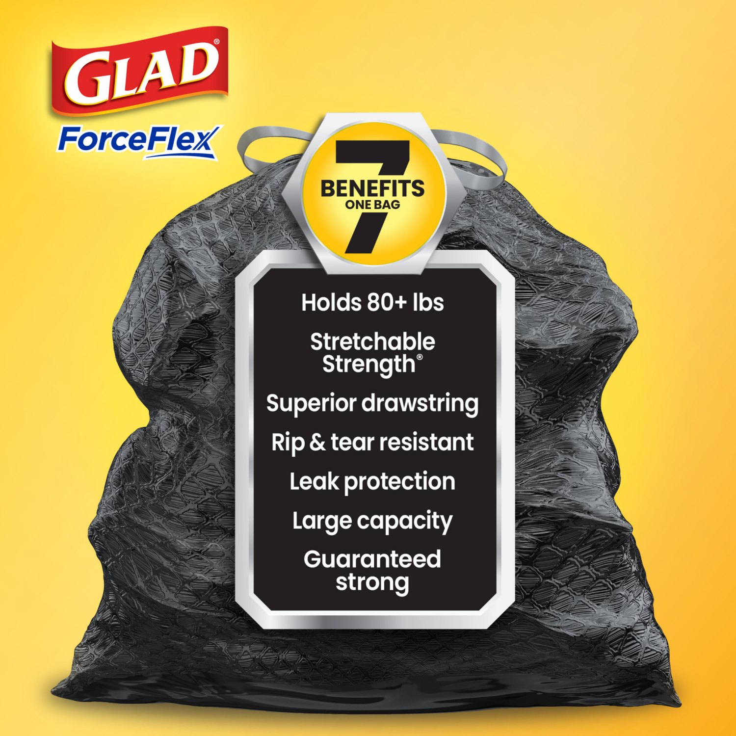 slide 7 of 8, Glad ForceFlex with Clorox Large Drawstring Mountain Air Trash Bags, 25 ct
