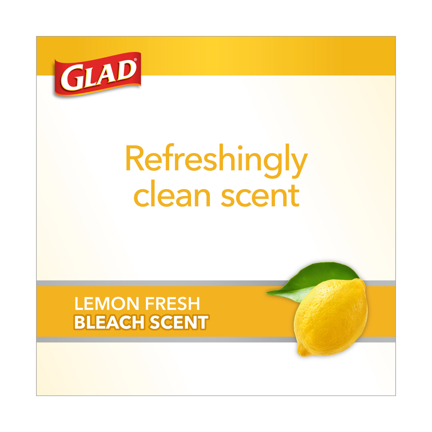 slide 4 of 8, Glad Medium Drawstring Trash Bags with Clorox, 8 Gallon Grey Trash Bags, Lemon Fresh Bleach Scent, 26 Count, 26 ct
