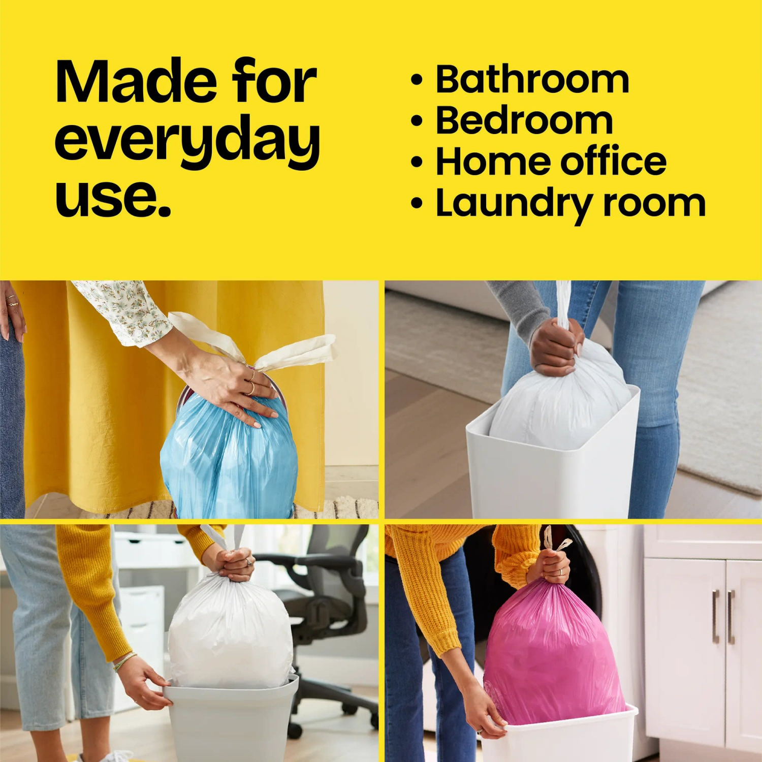 slide 8 of 8, Glad Medium Drawstring Trash Bags with Clorox, 8 Gallon Grey Trash Bags, Lemon Fresh Bleach Scent, 26 Count, 26 ct