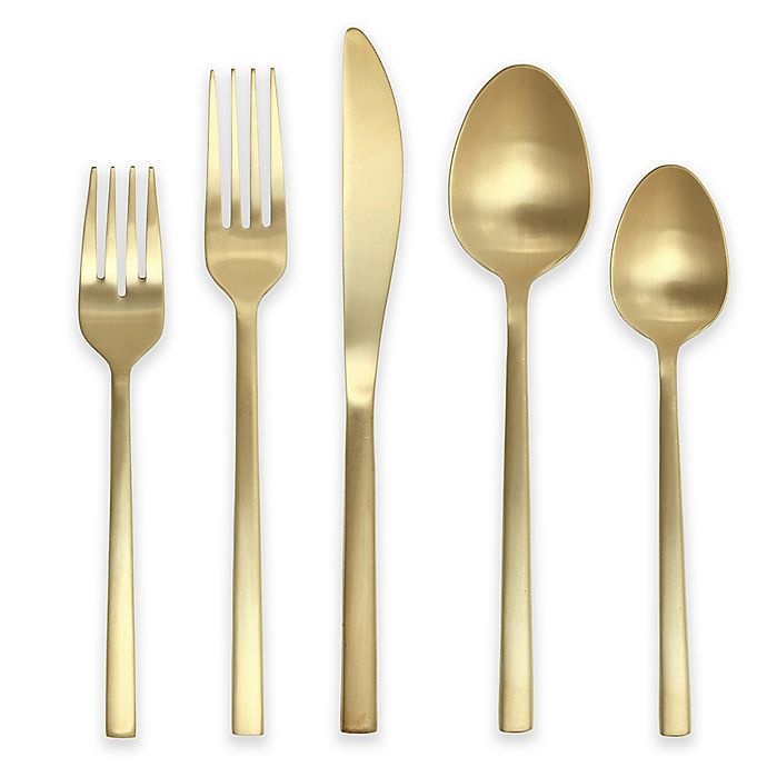 slide 1 of 5, Fortessa Arezzo Place Setting - Brushed Gold, 5 ct