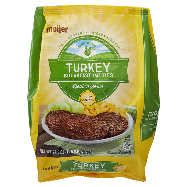 slide 1 of 4, Meijer Pre-Cooked Turkey Breakfast Patties, 24.9 oz