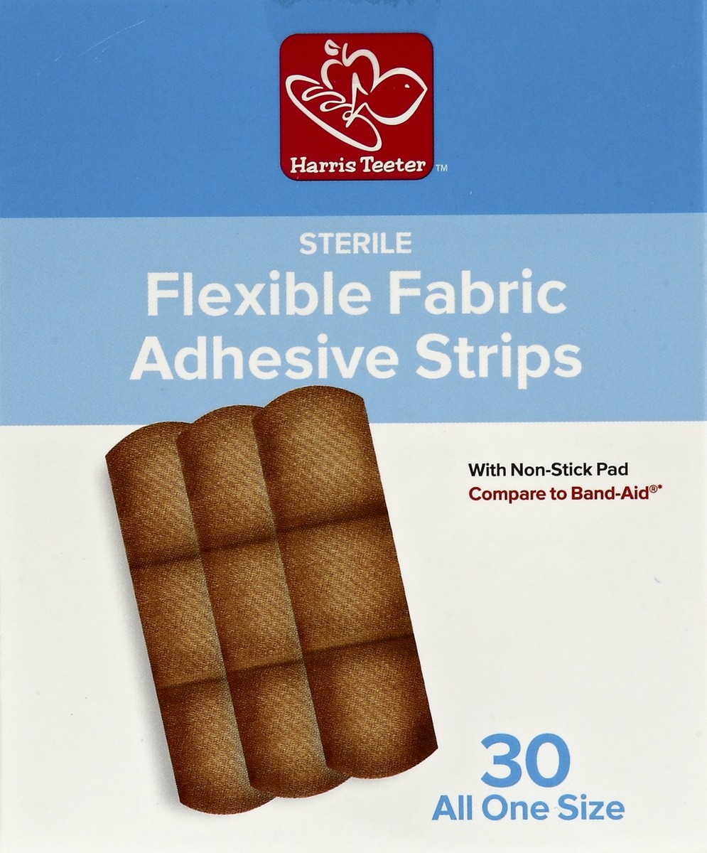 slide 3 of 4, Harris Teeter All One Size Flexible Fabric Adhesive Strips, 30 ct