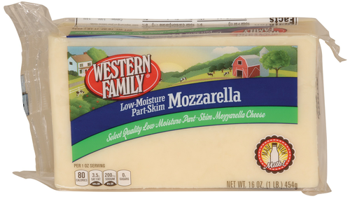 slide 1 of 1, Western Family Mozzarella Cheese Cut Skim, 16 oz