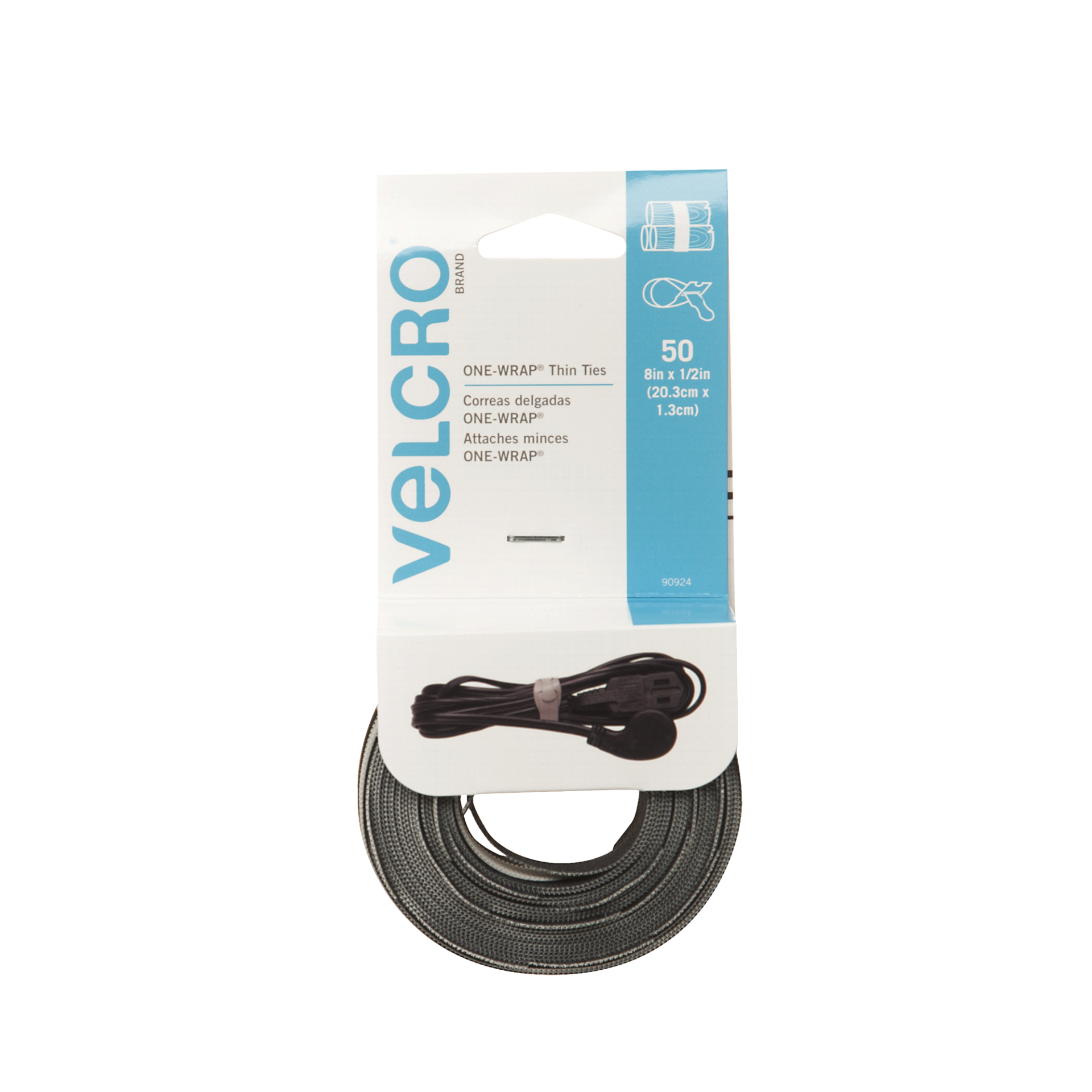 slide 1 of 1, VELCRO Brand ONE-WRAP Thin Ties Black, 50 ct