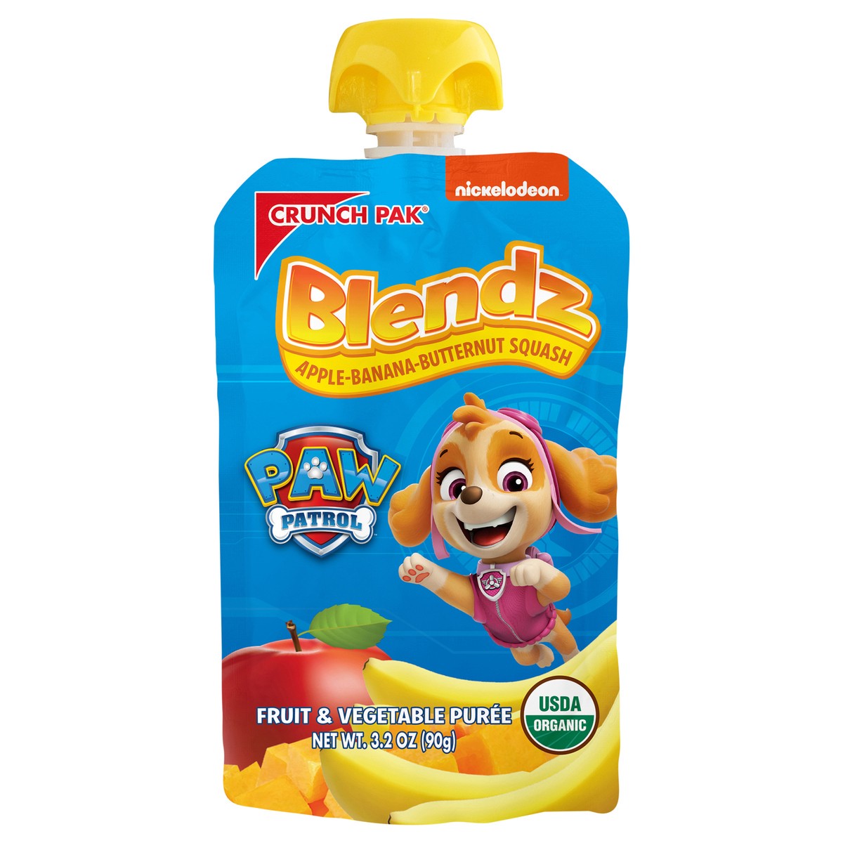 slide 2 of 7, Crunch Pak Organic Purée PAW Patrol Apple Banana Butternut Squash Pouch, 3.2 oz