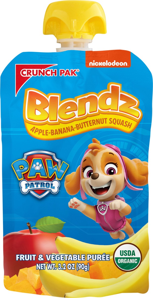 slide 5 of 7, Crunch Pak Organic Purée PAW Patrol Apple Banana Butternut Squash Pouch, 3.2 oz