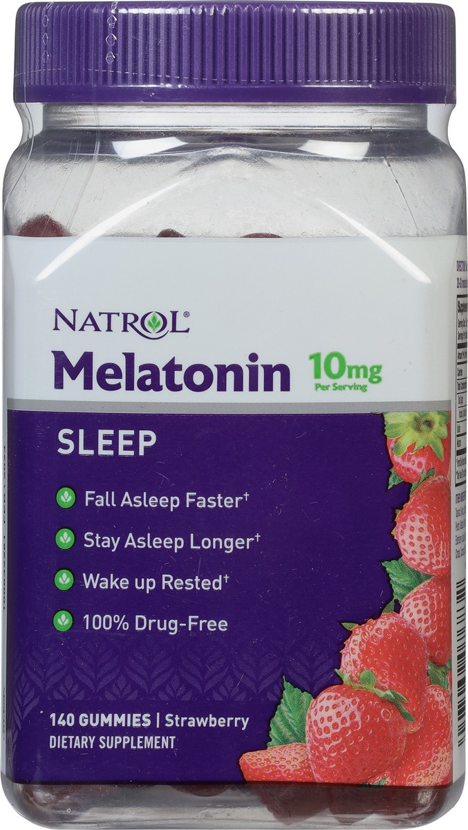 slide 5 of 9, Natrol 10mg Melatonin Gummies, Sleep Support for Adults, Melatonin Supplements for Sleeping, 140 Strawberry-Flavored Gummies, 70 Day Supply, 140 ct