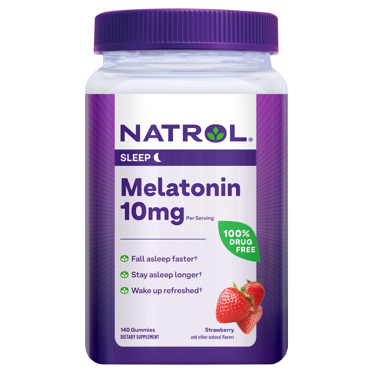 slide 1 of 9, Natrol 10mg Melatonin Gummies, Sleep Support for Adults, Melatonin Supplements for Sleeping, 140 Strawberry-Flavored Gummies, 70 Day Supply, 140 ct