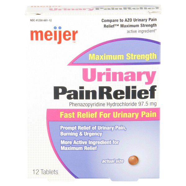 slide 1 of 1, Meijer Maximum Strength Urinary Pain Relief Tablets, 12 ct