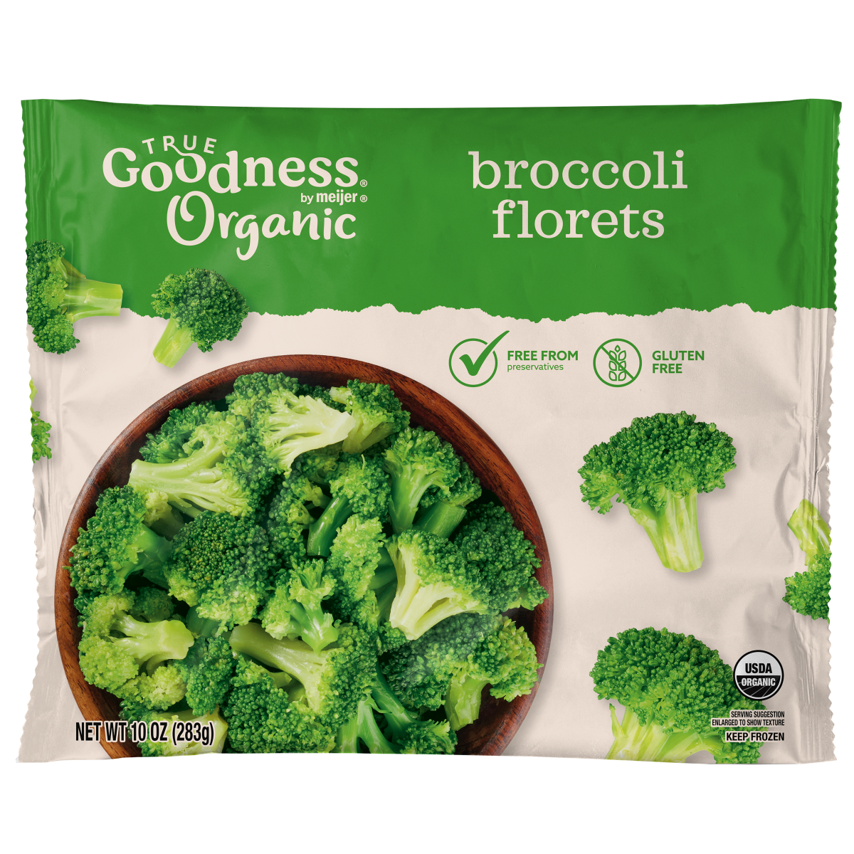 slide 1 of 5, True Goodness Organic Broccoli Florets, 10 oz