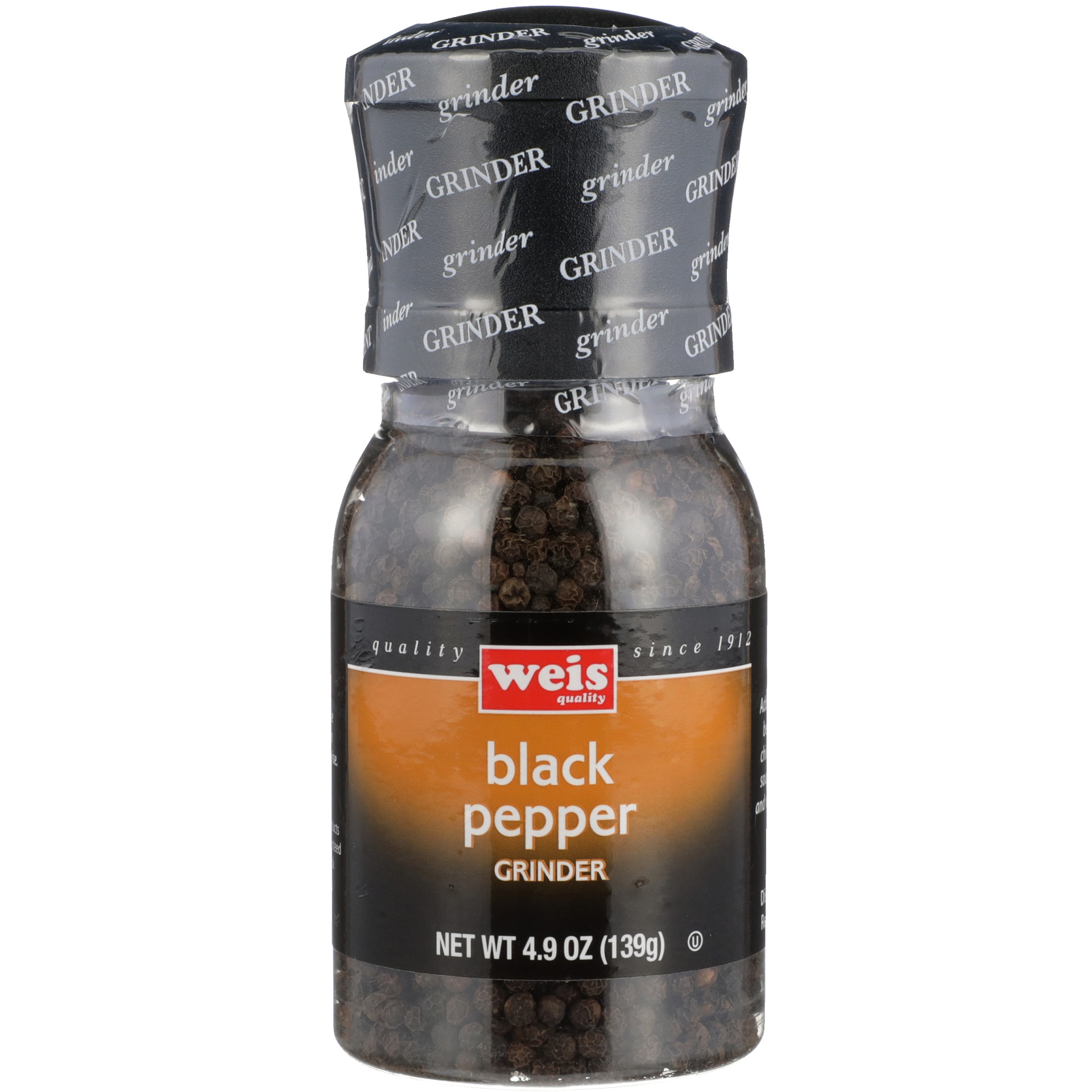 slide 1 of 1, Weis Quality Malabar Black Pepper Adjustable Grinder Spices, 4.9 oz