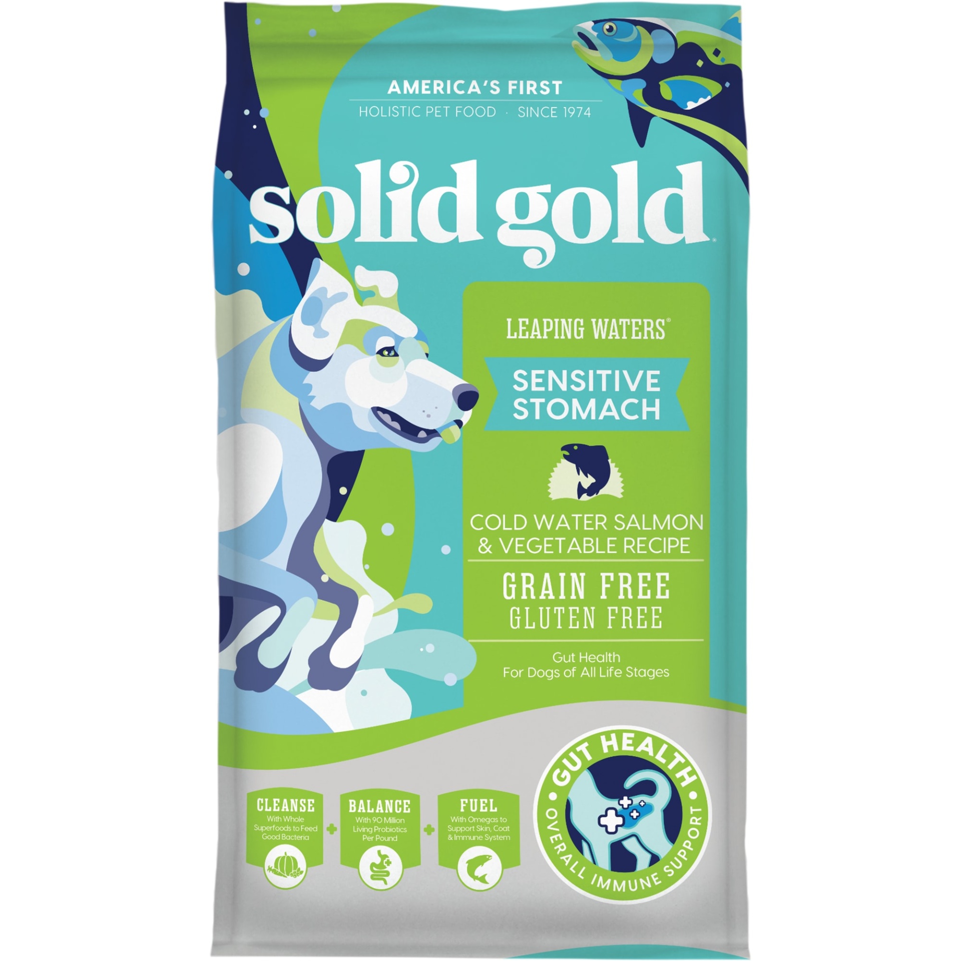 slide 1 of 1, Solid Gold Leaping Waters Salmon & Vegetable Grain Free Adult Dog Food, 22 lb