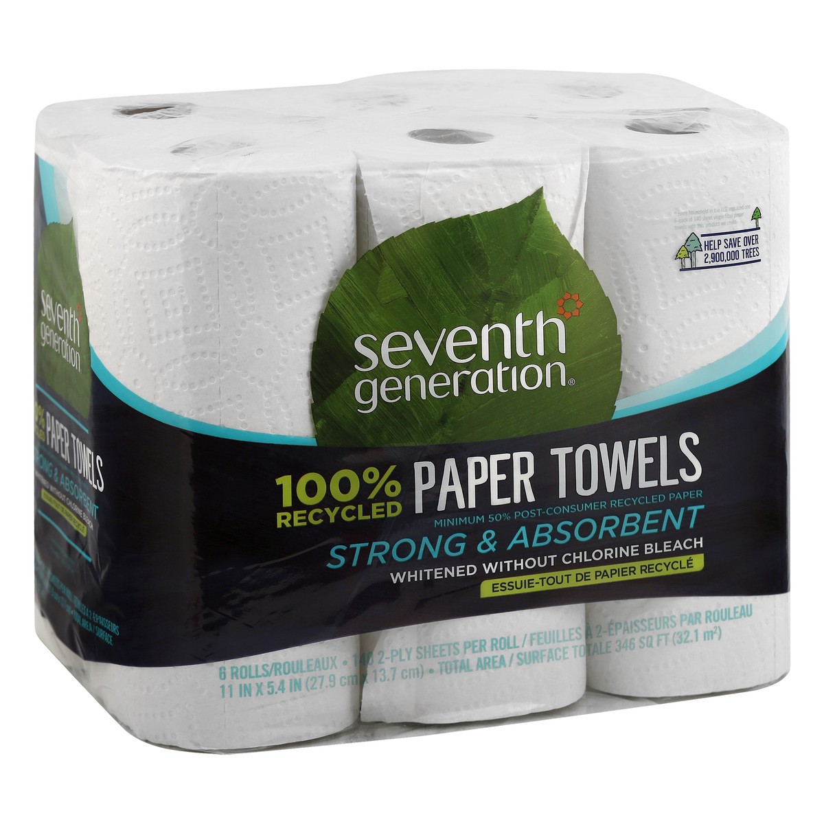 slide 6 of 9, Seventh Generation Paper Towels 2-ply 100% Recycled Paper, 6 Count, 6 ct