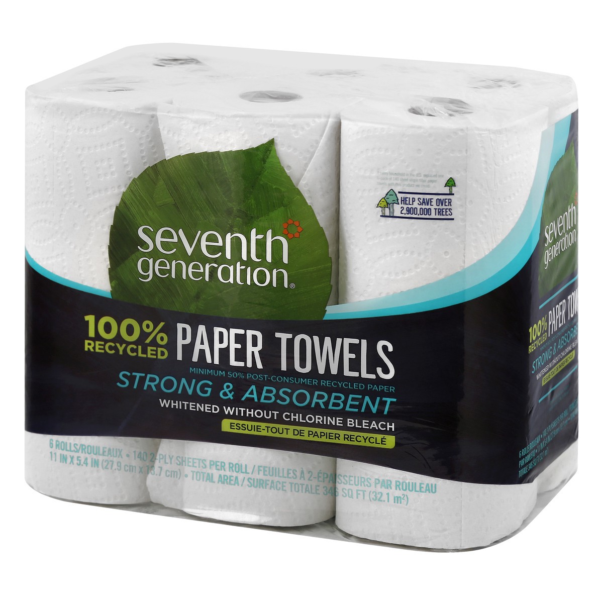 slide 3 of 9, Seventh Generation Paper Towels 2-ply 100% Recycled Paper, 6 Count, 6 ct