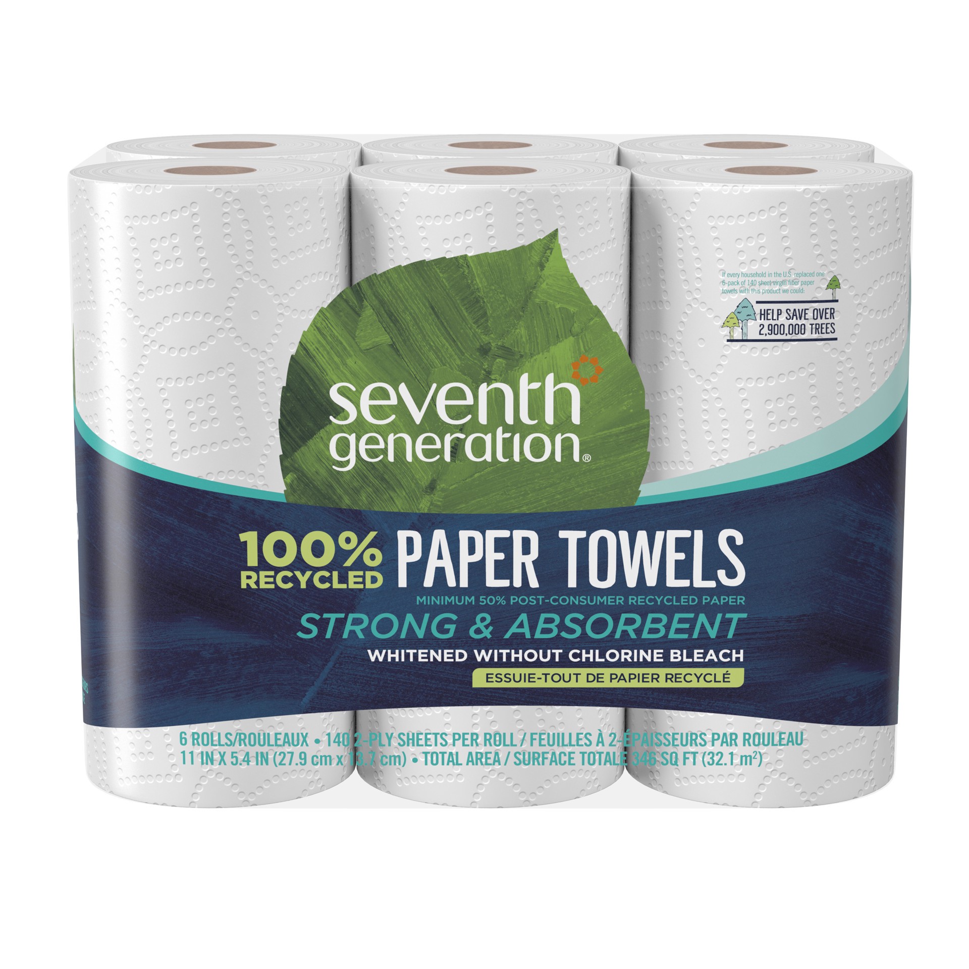 slide 1 of 9, Seventh Generation Paper Towels 2-ply 100% Recycled Paper, 6 Count, 6 ct