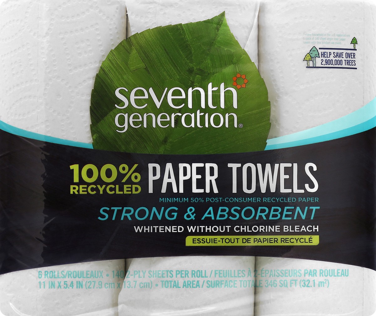 slide 8 of 9, Seventh Generation Paper Towels 2-ply 100% Recycled Paper, 6 Count, 6 ct