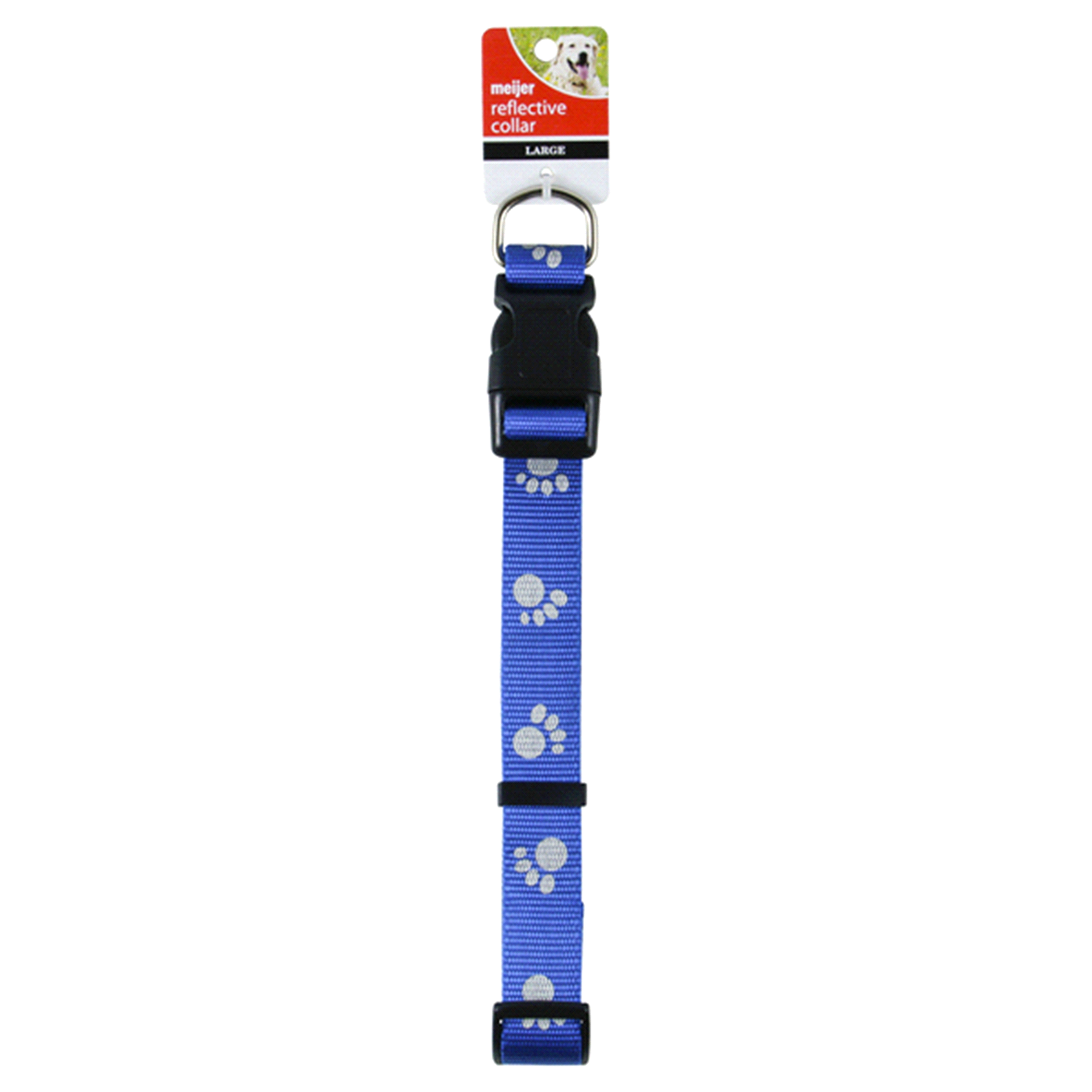 slide 1 of 1, Meijer Adjustable Dog Collar, Reflective, Blue, Large, LARGE     