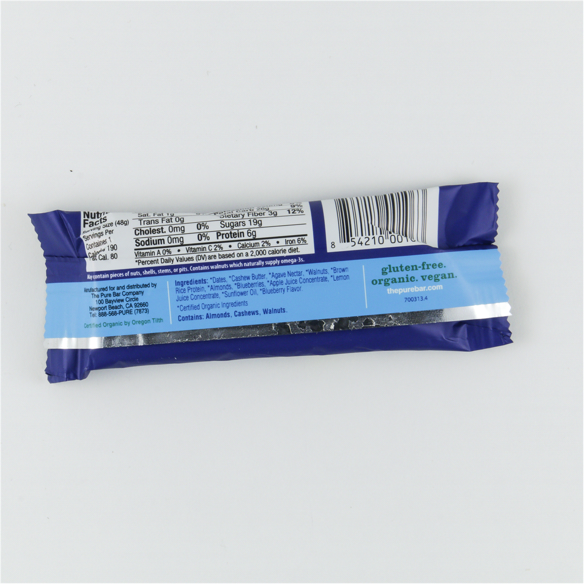 slide 2 of 2, Pure Organic Wild Blueberry Fruit & Nut Bar, 1.7 oz