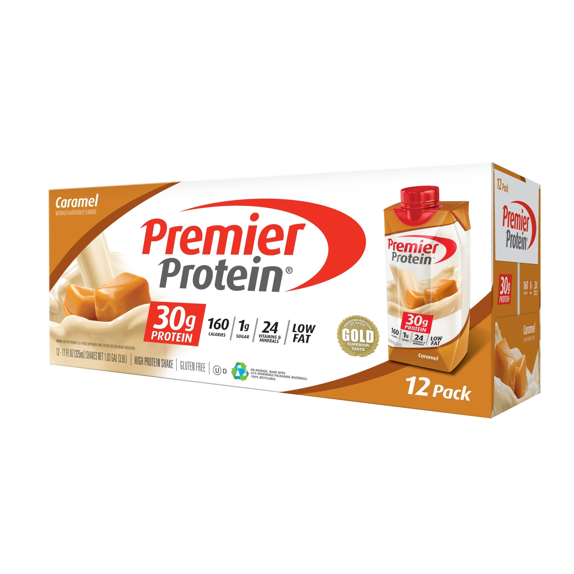 slide 1 of 1, Premier Protein Nutritional Shake - Caramel - 11 fl oz/12pk, 12 ct