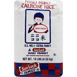 Sun Luck Rice Calrose Niko Niko - 10 Lb
